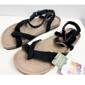 Muk Luks Womens Braided Ankle Strap Sandals Estelle Size US 9 Black